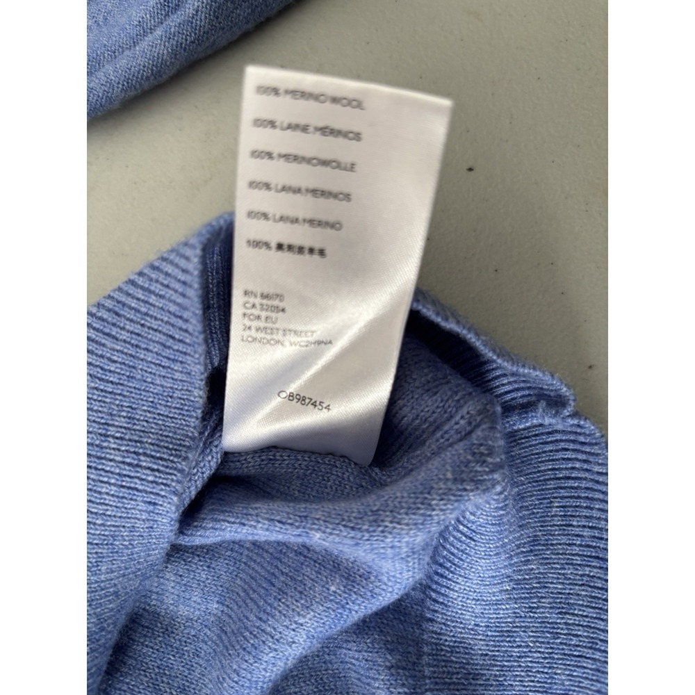 Anthropologie Sweater Womens Medium Blue Merino Wool‎ Sweatshirt Cowl Neck - Picture 4 of 8